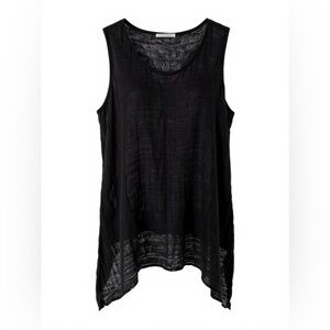 Bodil designer linen tunic top or dress (black)